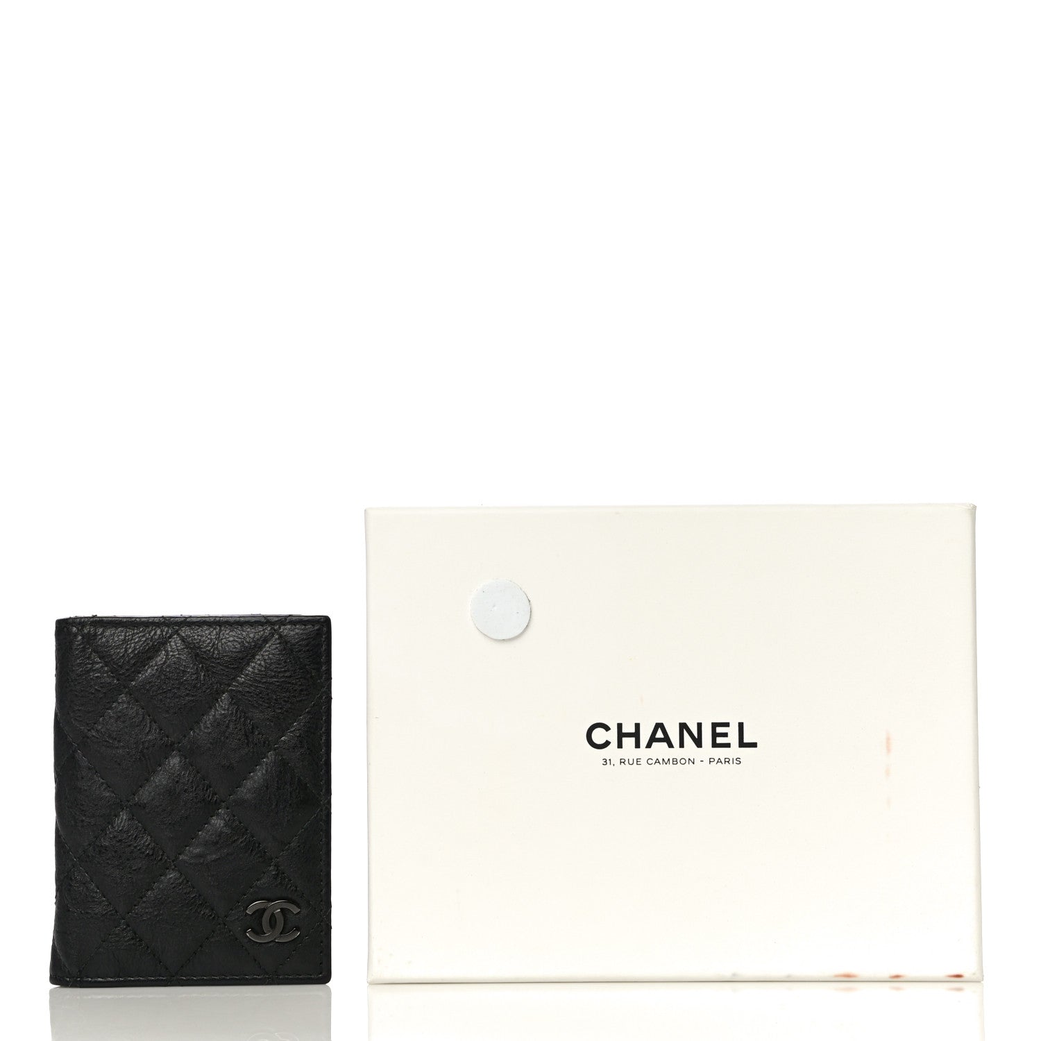 Chanel Crumpled Calfskin Quilted Card Holder Wallet So Black 13 of 13
