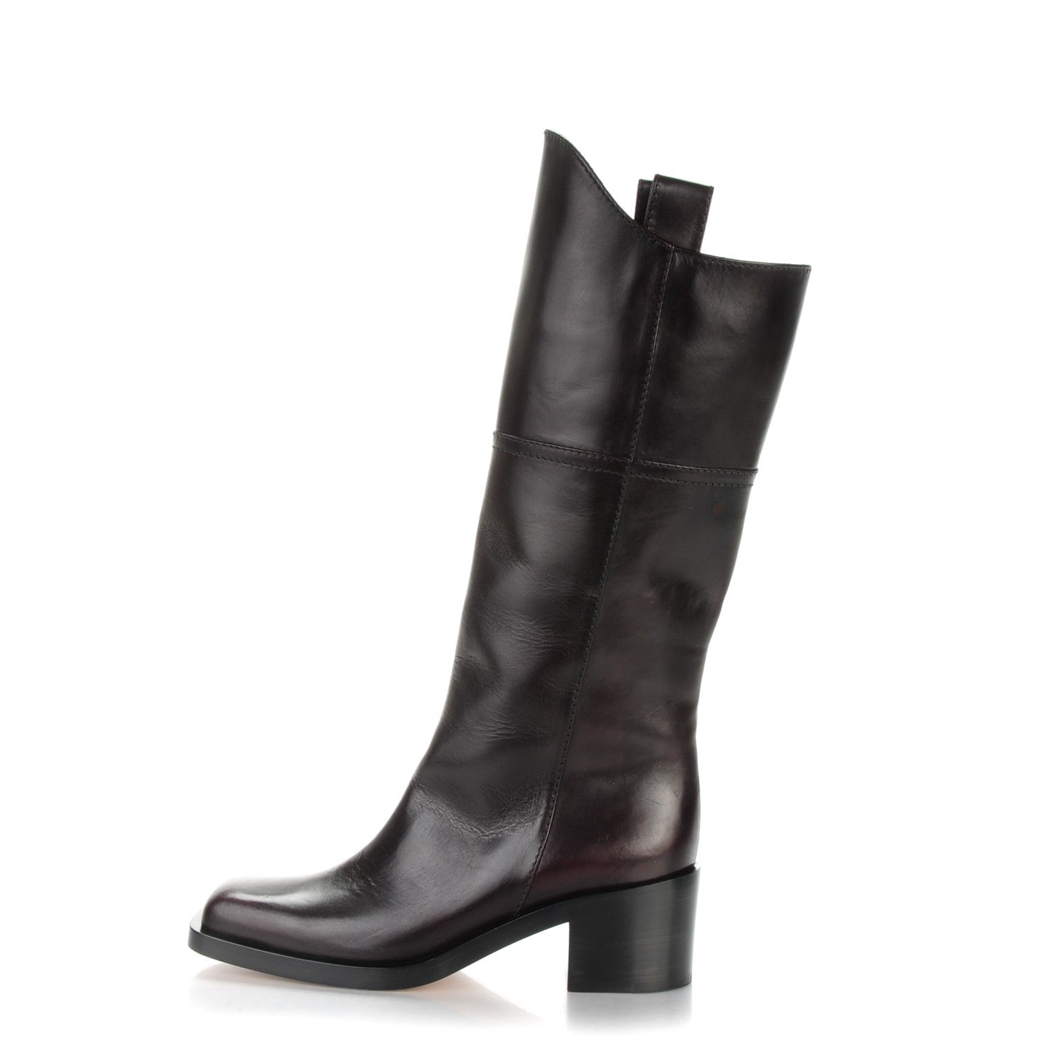 Chanel Calfskin CC Wyoming Knee High Boots 38.5 Dark Brown 1 of 7