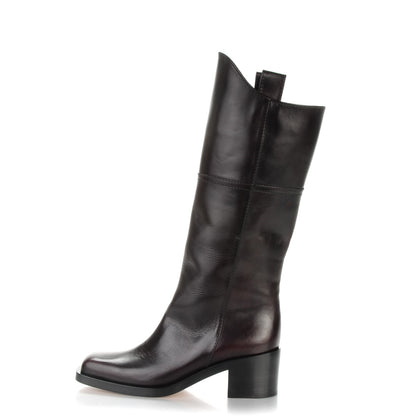 Chanel Calfskin CC Wyoming Knee High Boots 38.5 Dark Brown 1 of 7