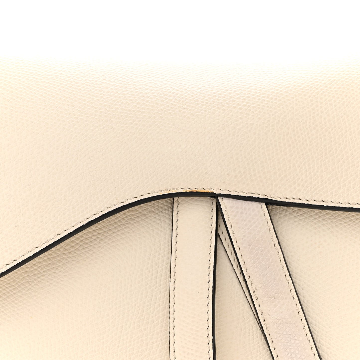 Grained Calfskin Saddle Bag White