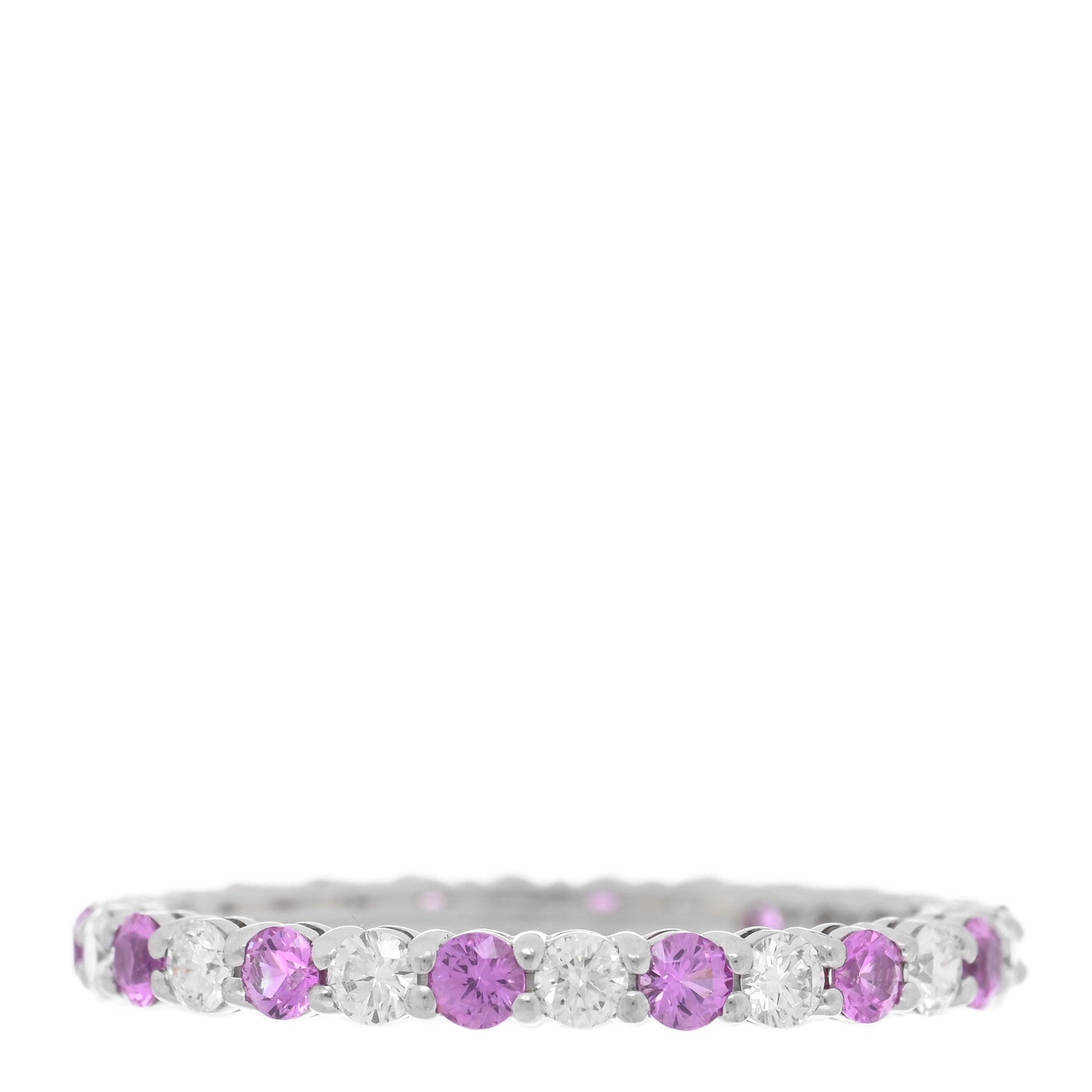 Tiffany Platinum Diamond Pink Sapphire Embrace Eternity Ring 53 6.5 1 of 5