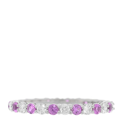 Tiffany Platinum Diamond Pink Sapphire Embrace Eternity Ring 53 6.5 1 of 5