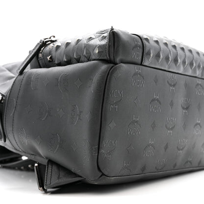 MCM Nylon Monogram Studded Stark Medium Backpack Black 8 of 16
