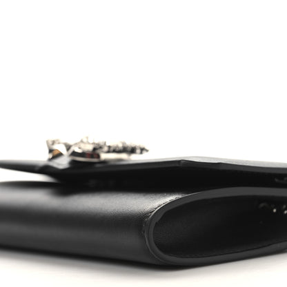 Jimmy Choo Smooth Calfskin Crystal Embellished Chain Wallet Black 9 of 10