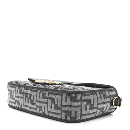 Fendi Chenille FF Embroidered Baguette Antracite Asfalto 10 of 12