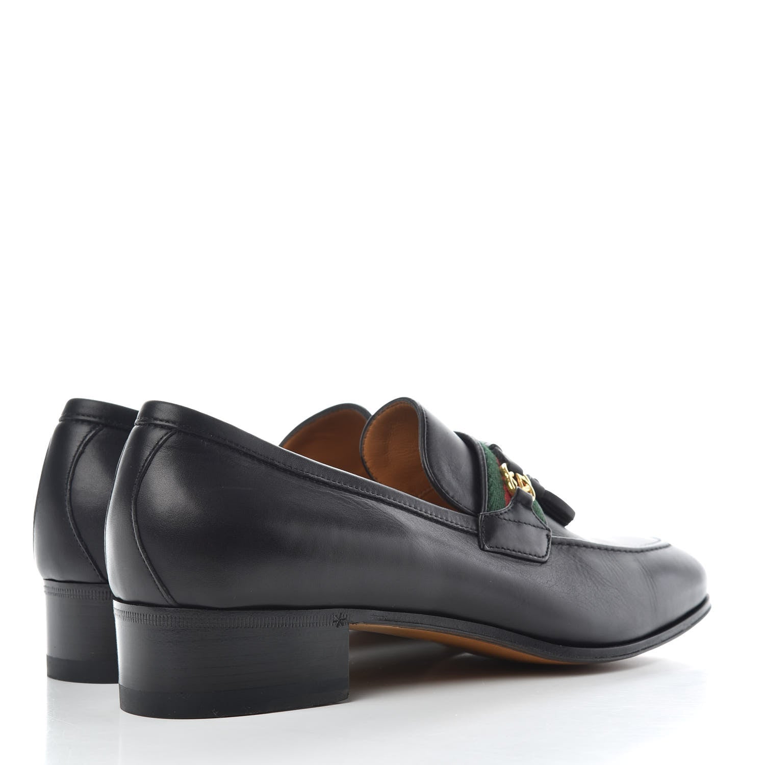 Gucci Calfskin Web Interlocking G Tassel Loafers 39 Black 4 of 10