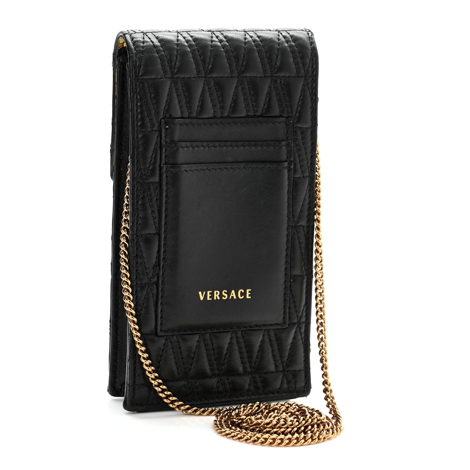 Versace Nappa Quilted Virtus Cell Phone Crossbody Black 3 of 9