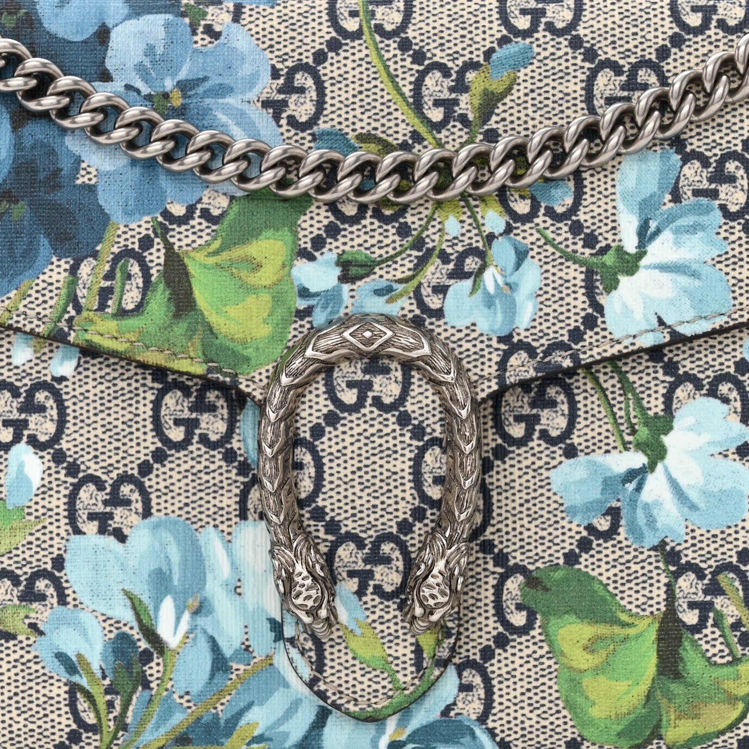 Gucci GG Supreme Monogram Blooms Mini Dionysus Chain Wallet Beige Blue Navy Vintage Blue 8 of 10