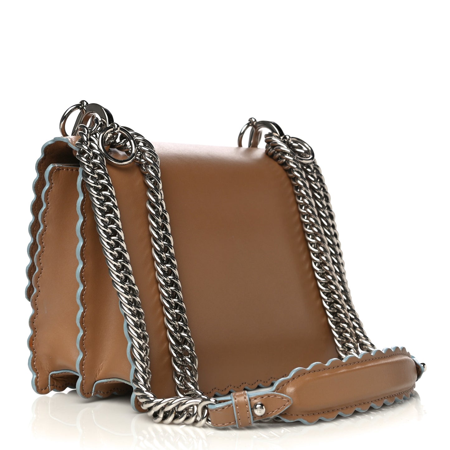 Vitello Liberty Scalloped Studded Small Kan I Shoulder Bag Tan