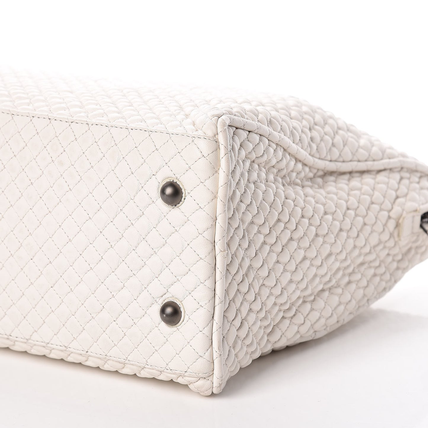 Nappa Bubble Quilted Tote White