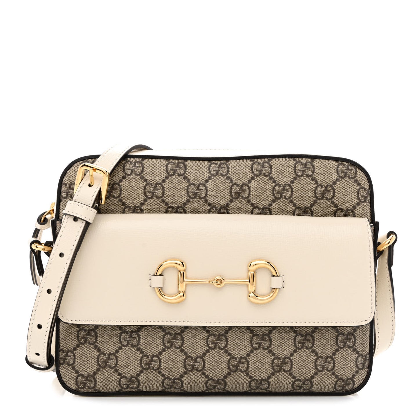GG Supreme Monogram Small Horsebit 1955 Shoulder Bag Beige Mystic White