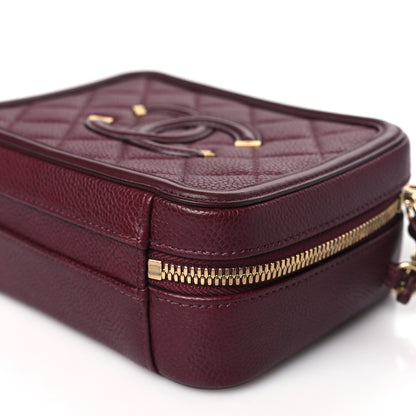 Chanel Caviar Quilted Small CC Filigree Vanity Case Burgundy 10 of 12