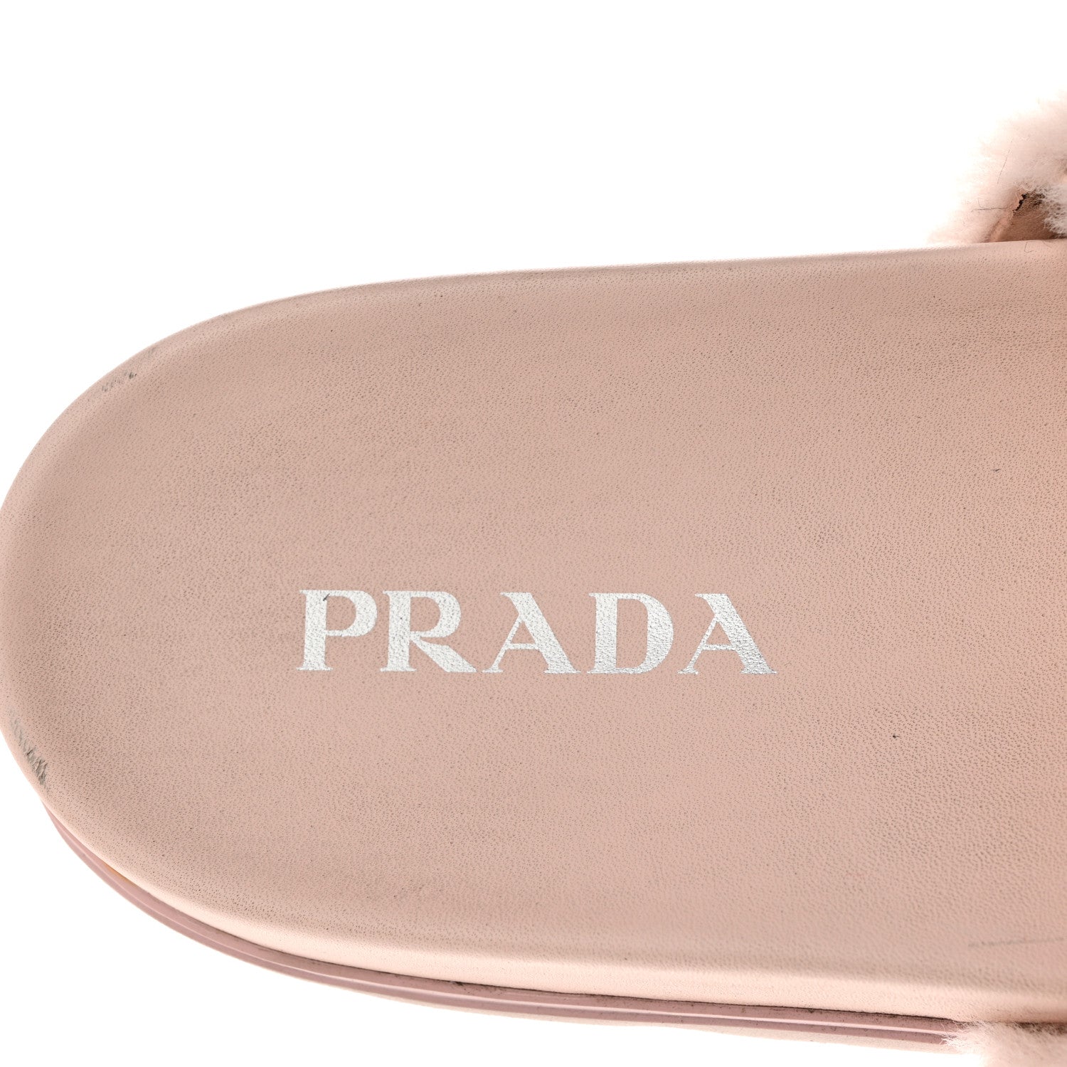 Prada Shearling Metal Triangle Logo Lug Sole 20mm Slide Sandals 40.5 Orchidea 6 of 7