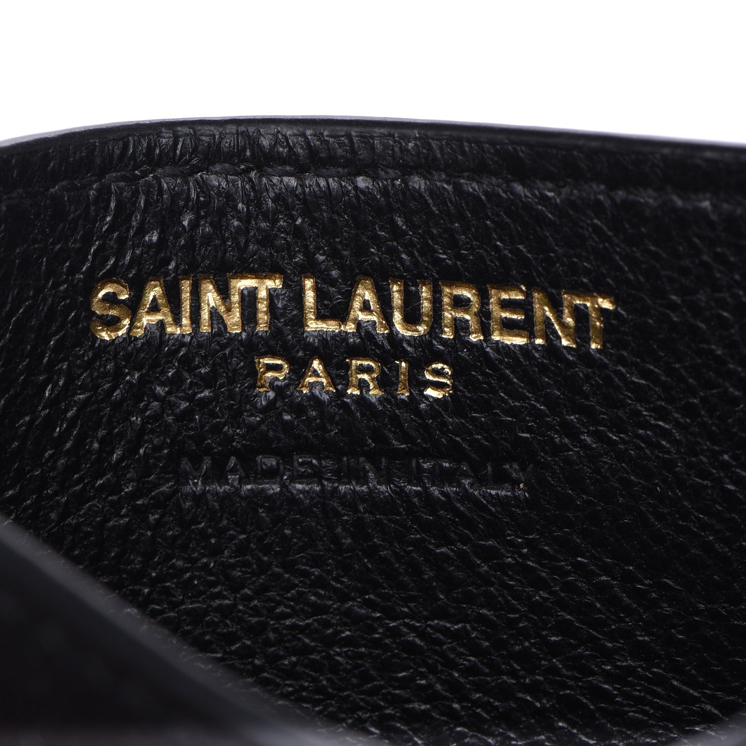 Saint Laurent Grain De Poudre Matelasse Chevron Monogram Credit Card Case Black 4 of 5