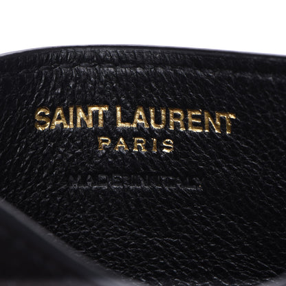 Saint Laurent Grain De Poudre Matelasse Chevron Monogram Credit Card Case Black 4 of 5
