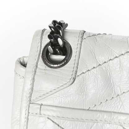 Saint Laurent Crinkled Calfskin Matelasse Monogram Medium Niki Chain Satchel Dirty White 14 of 15