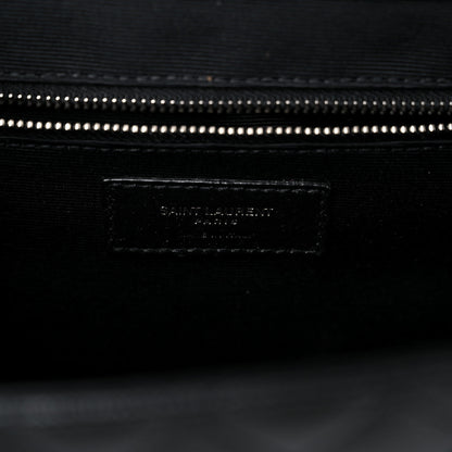 Saint Laurent Grain De Poudre Textured Mixed Matelasse Large Triquilt Monogram Satchel Black 6 of 8