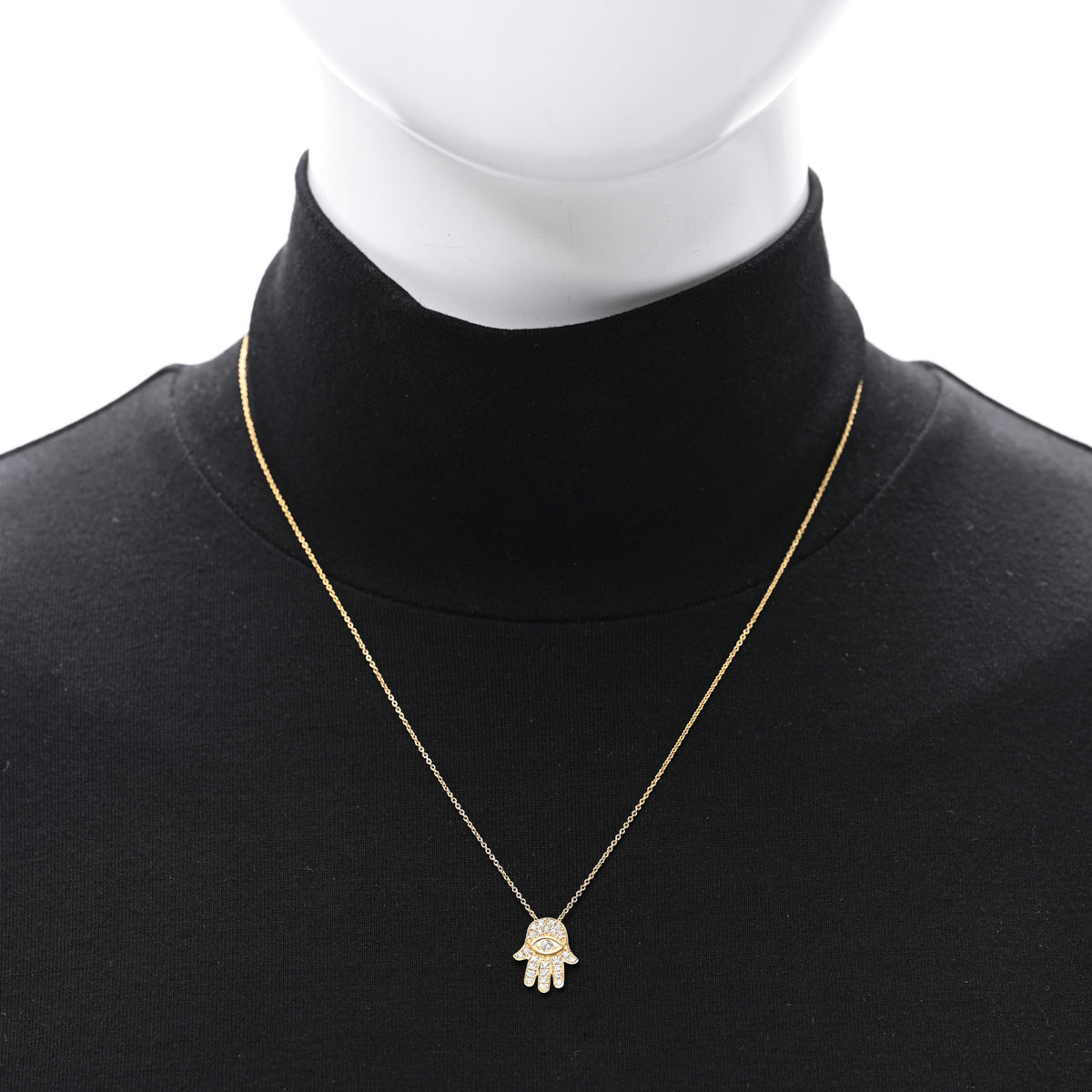 Roberto Coin 18K Yellow Gold Diamond Tiny Treasures Hamsa Pendant Necklace 2 of 5