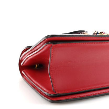 Gucci Calfskin Sylvie Web Small Queen Margaret Top Handle Bag Blue Agata Hibiscus Red Mystic White Sugar Pink 10 of 11