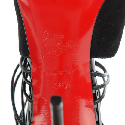 Christian Louboutin Suede Kid Confusina 100 Peep Toe Pumps 36.5 Black 7 of 8