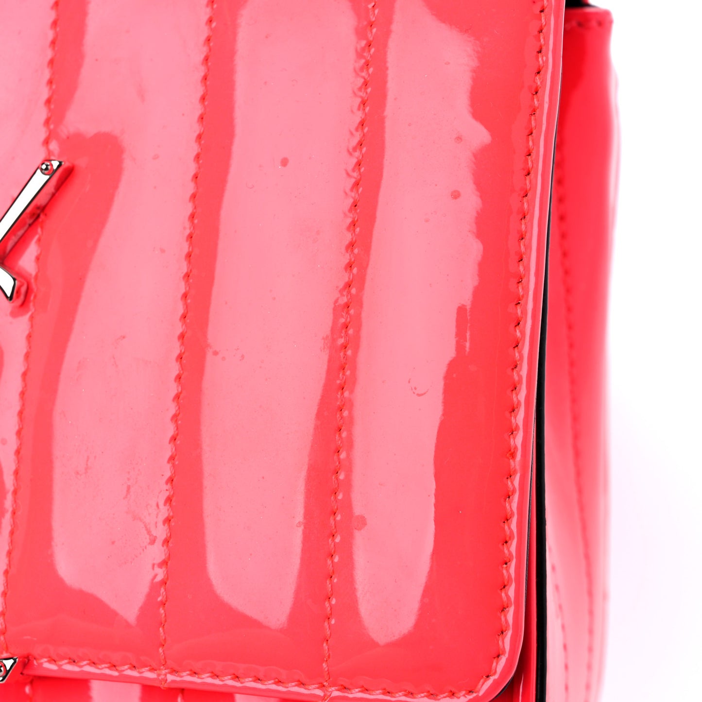 Patent Calfskin Matelasse Monogram Small Vicky Chain Bag Neon Pink