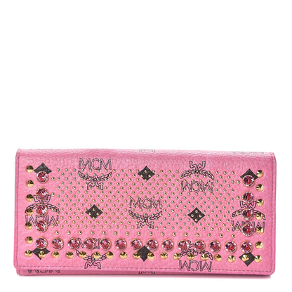 MCM Visetos Swarovski Crystal Studded Flap Wallet Pink 1 of 7