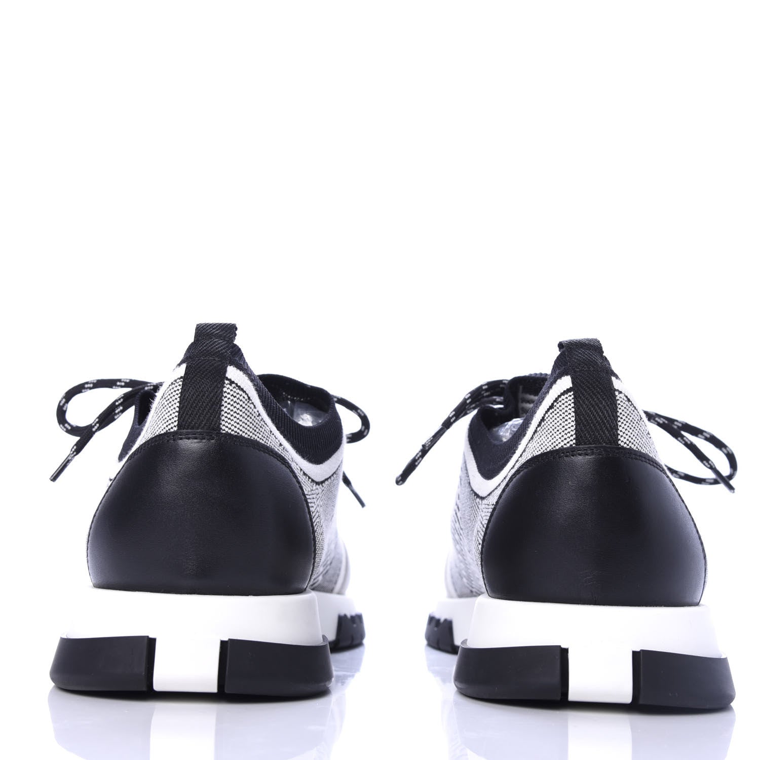Hermes Knit Goatskin Mens Addict Sneakers 46 Black White 6 of 9