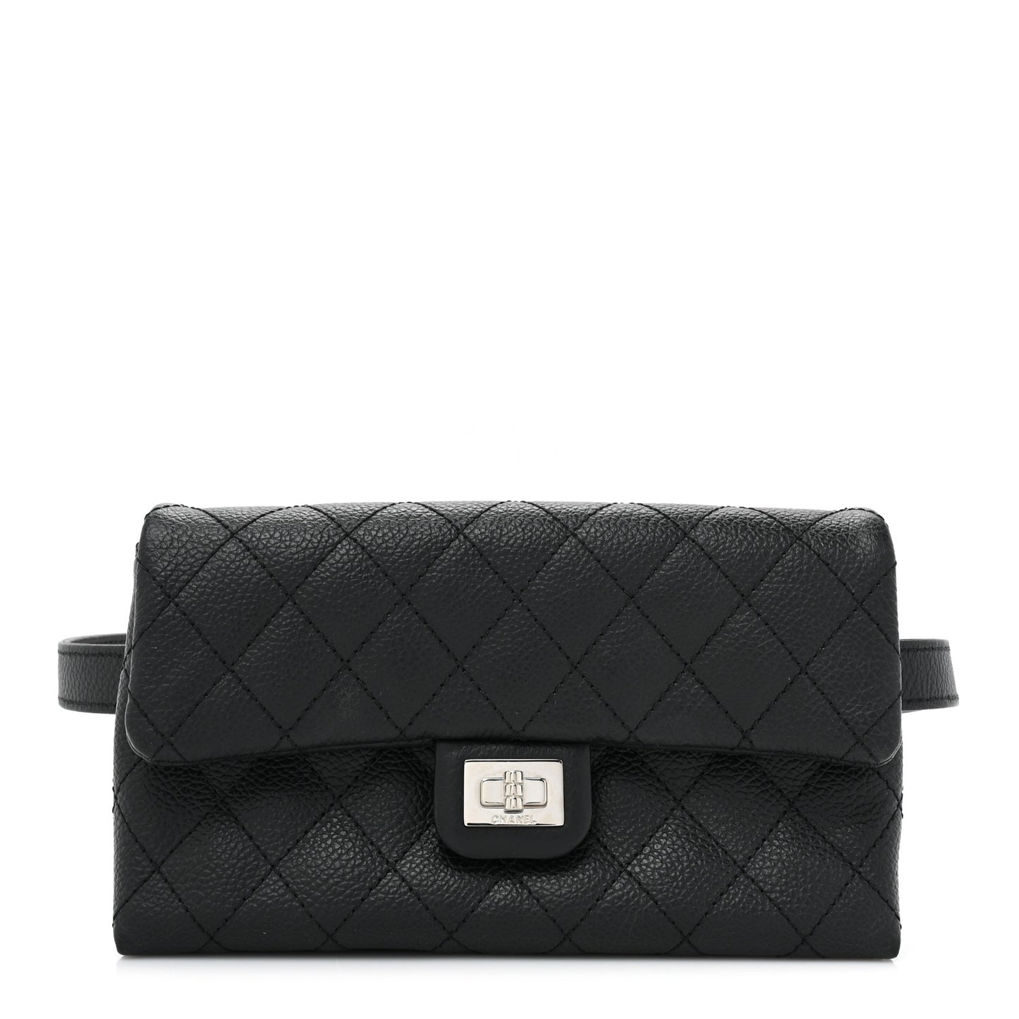 Grained Calfskin Quilted 2.55 Reissue Flap Belt Bag Clutch Black