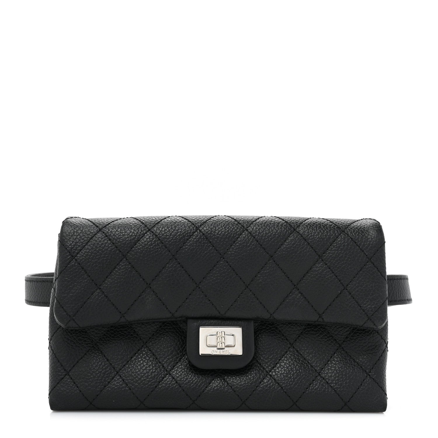 Chanel Grained Calfskin Quilted 2.55 Reissue Flap Belt Bag Clutch Black 1 of 9