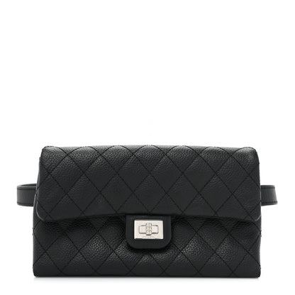 Chanel Grained Calfskin Quilted 2.55 Reissue Flap Belt Bag Clutch Black 1 of 9