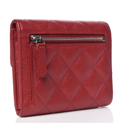 Chanel Caviar Quilted Compact Flap Wallet Dark Red 3 of 10