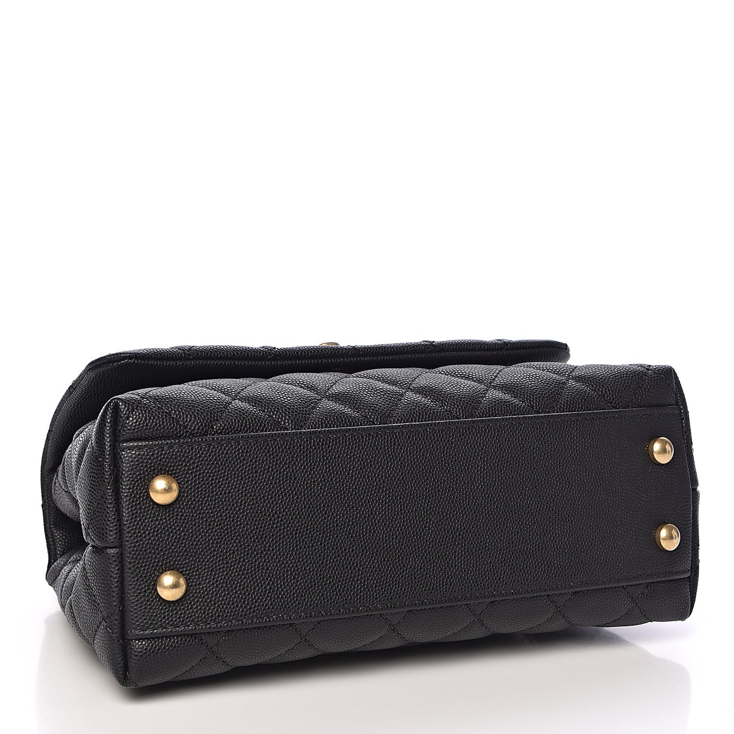 Caviar Lizard Embossed Quilted Mini Coco Handle Flap Black
