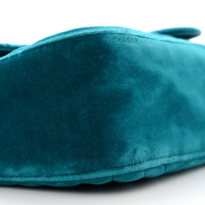 Gucci Velvet Matelasse Embroidered Small GG Marmont Shoulder Bag Pavone Cyan 10 of 14