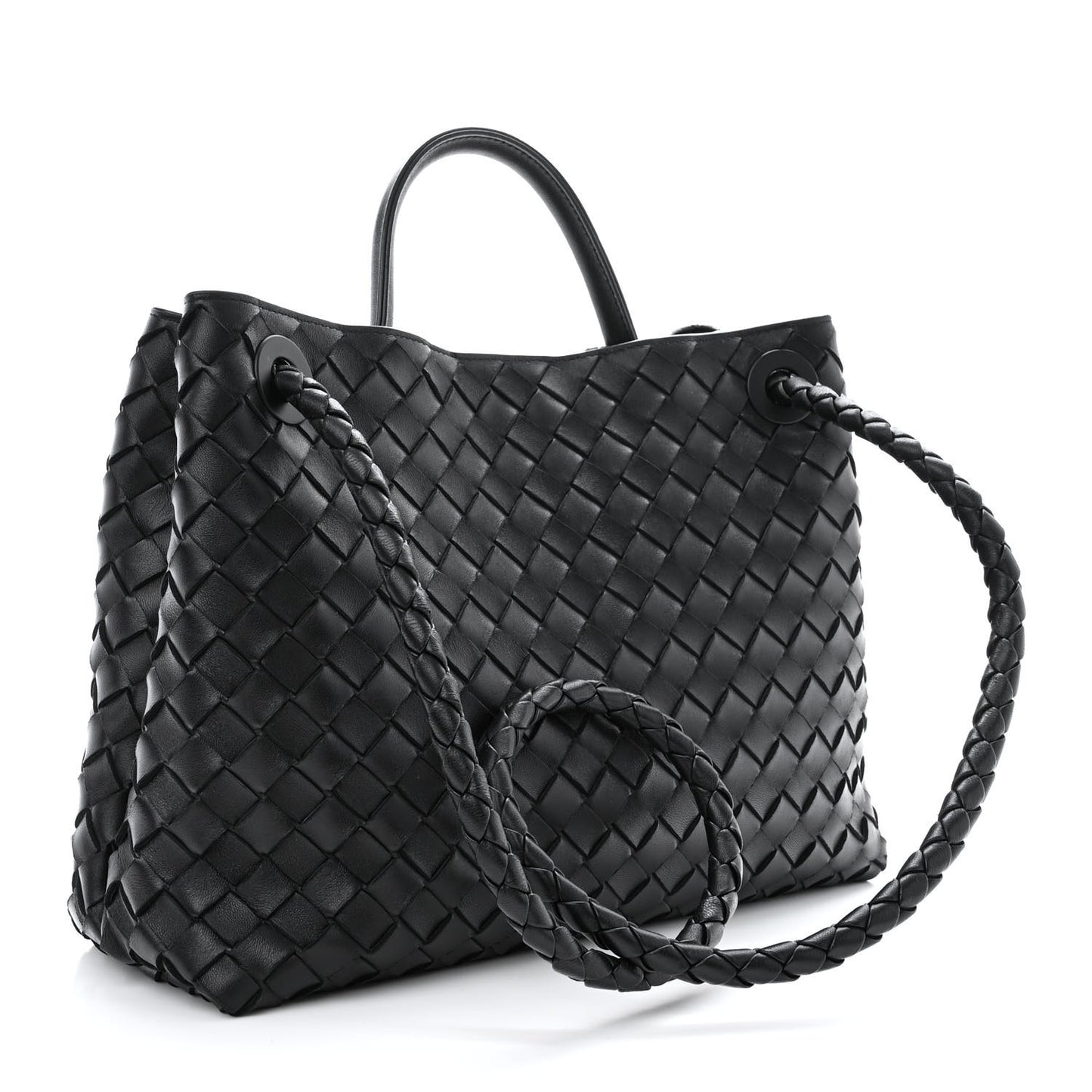 Nappa Intrecciato Medium Andiamo Shoulder Bag Black