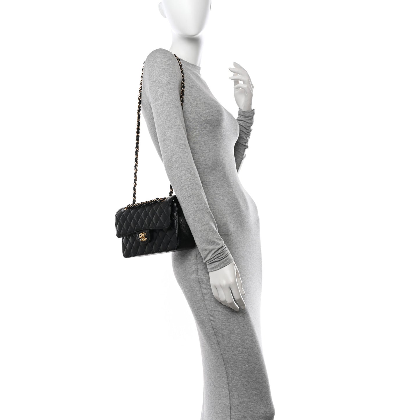 Caviar Quilted Small Double Flap Black