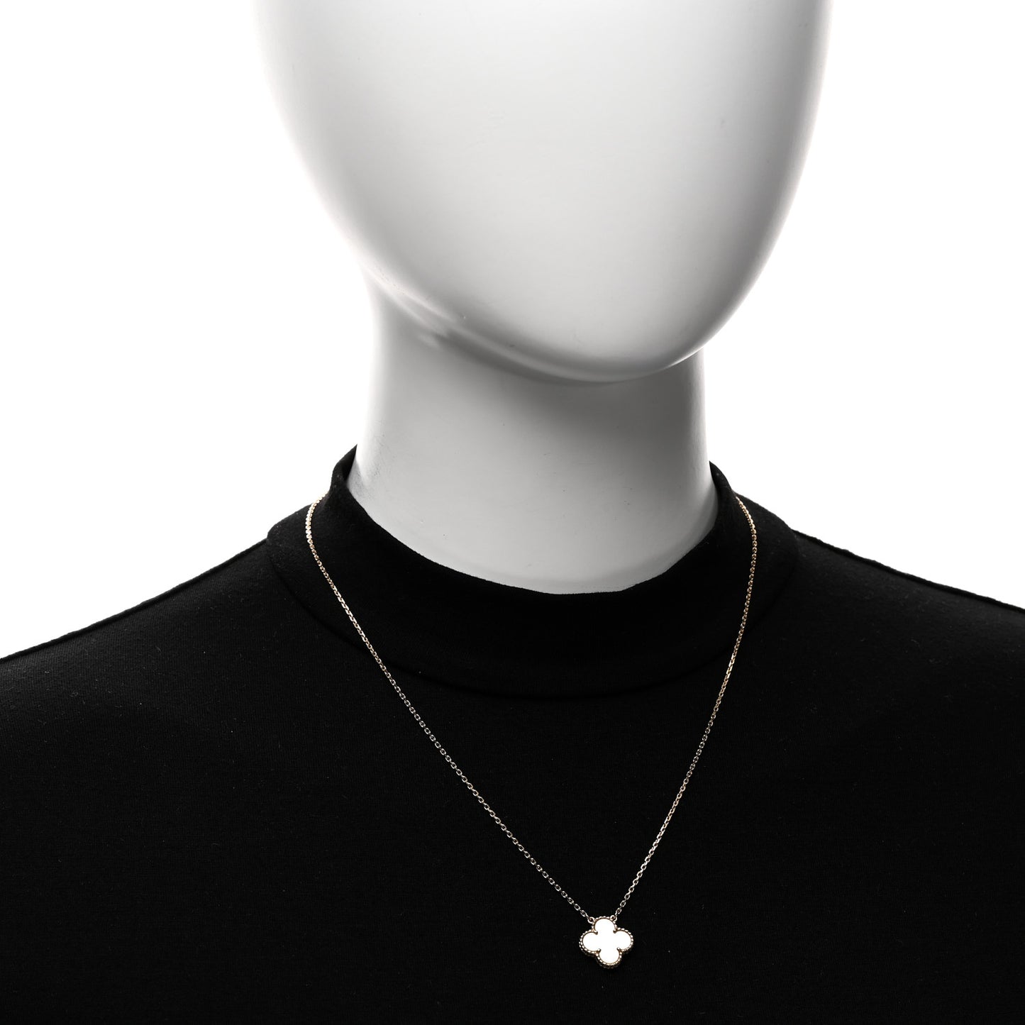 18K Yellow Gold Mother of Pearl Vintage Alhambra Pendant Necklace