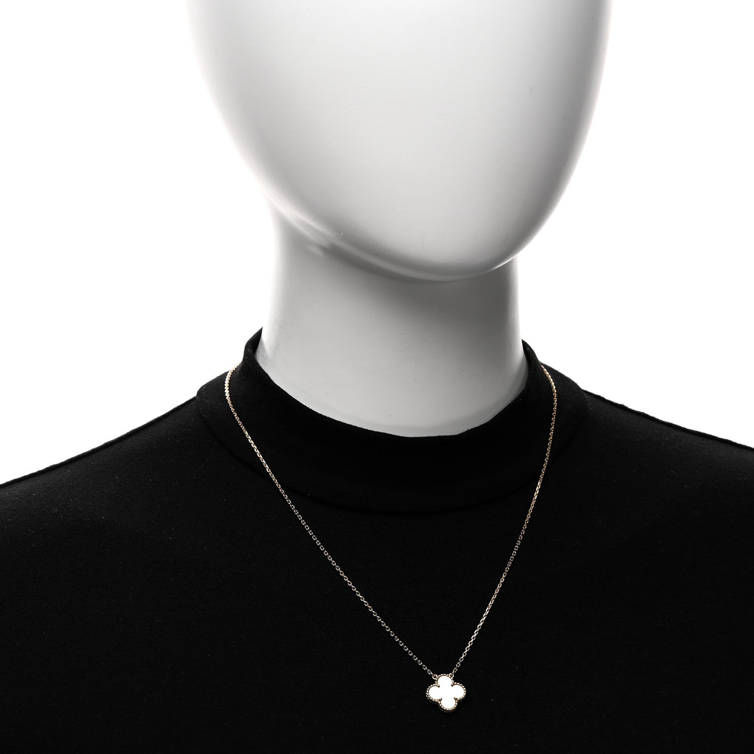 Van Cleef & Arpels 18K Yellow Gold Mother of Pearl Vintage Alhambra Pendant Necklace 2 of 6