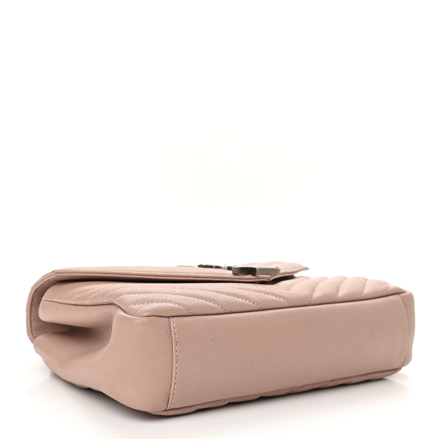 Saint Laurent Sheepskin Matelasse Chevron Monogram Medium College Bag Rose Poudre 4 of 9
