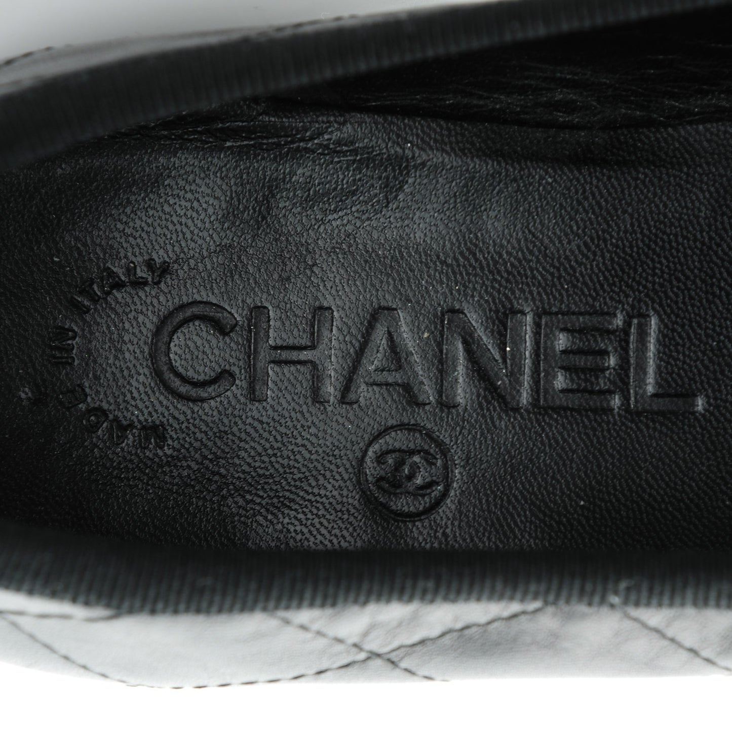 Lambskin Quilted Cambon Ballerina Flats 36.5 Black