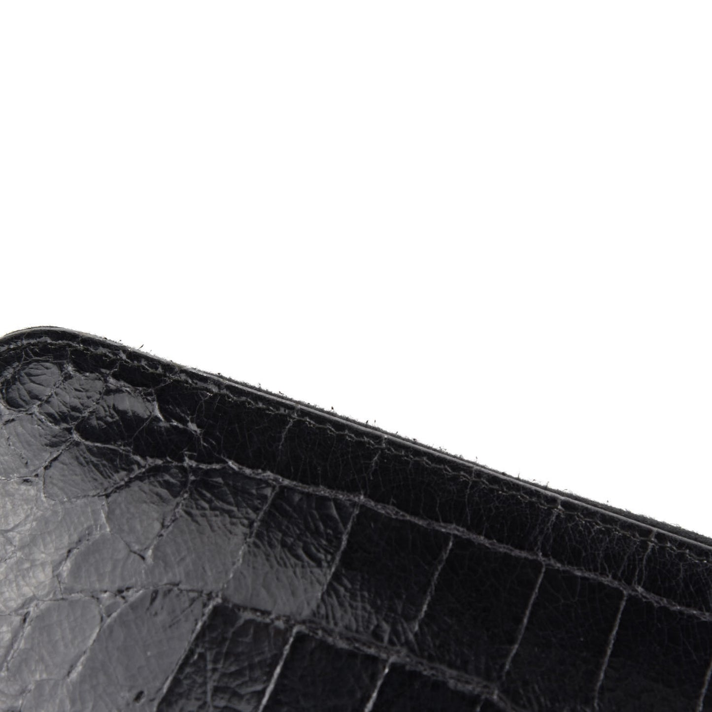 Vernice Crocodile Embossed Calfskin Zip Around Wallet Black