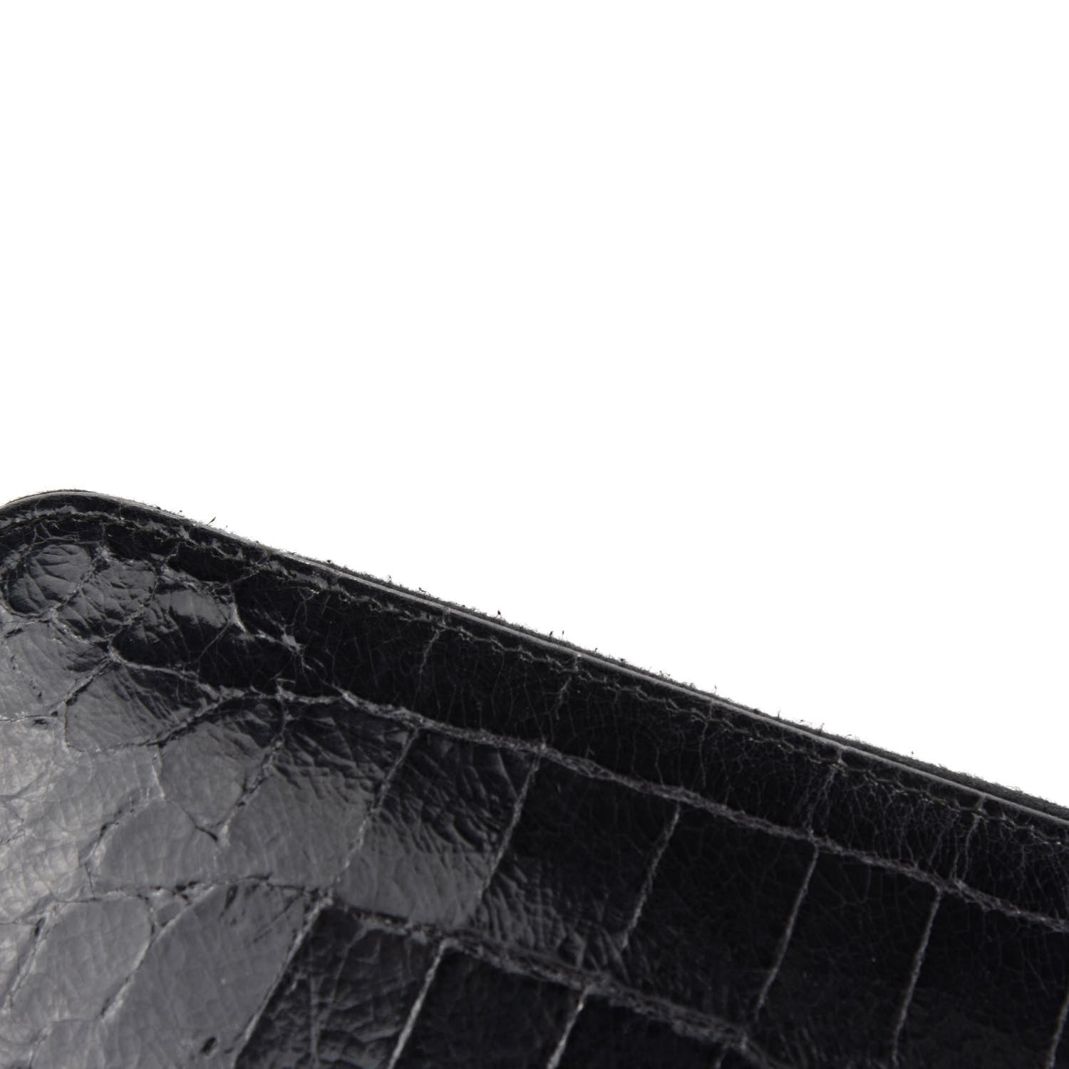 Miu Miu Vernice Crocodile Embossed Calfskin Zip Around Wallet Black 6 of 9