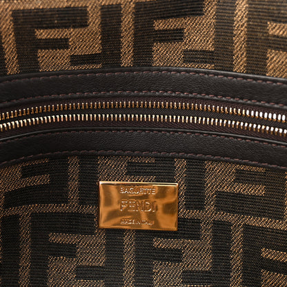 Fendi Fabric Jacquard FF 1974 Medium Baguette Tobacco Moro Black 6 of 9