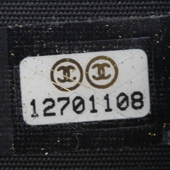 Leather Camellia Flap Wallet Black