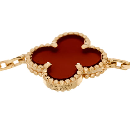 Van Cleef & Arpels 18K Yellow Gold Carnelian 5 Motifs Vintage Alhambra Bracelet 3 of 5