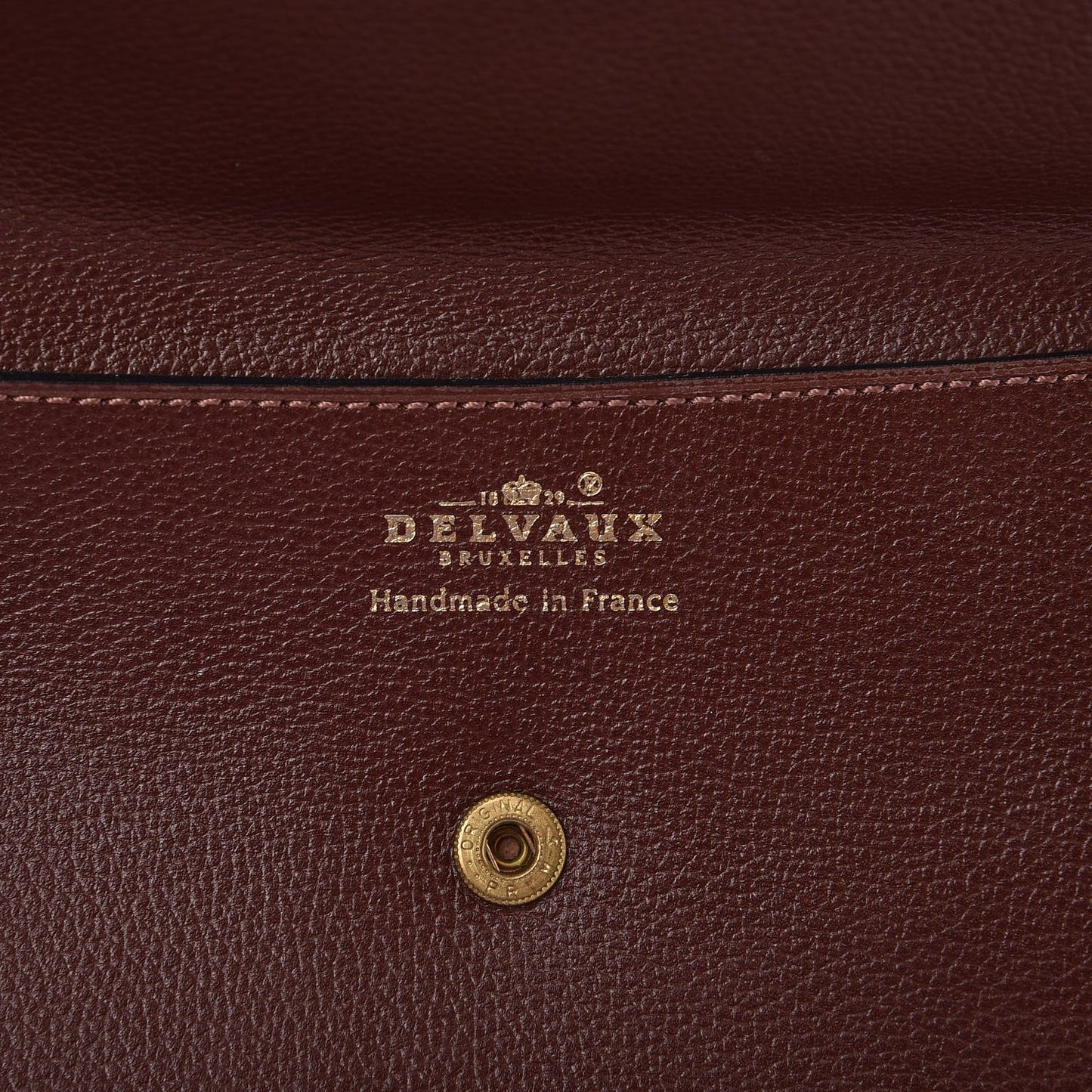 Grained Calfskin Envelope Clutch Brown