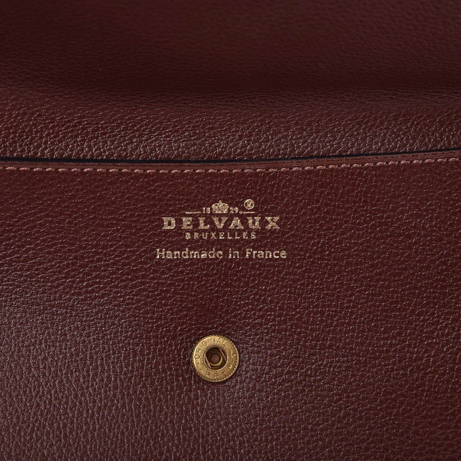Delvaux Grained Calfskin Envelope Clutch Brown 6 of 7