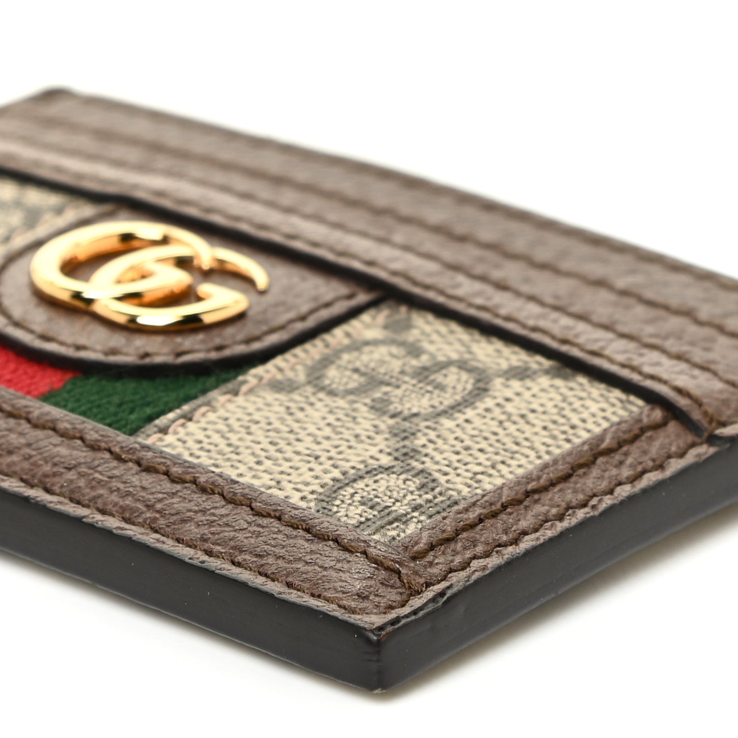 GG Supreme Monogram Ophidia Card Holder Brown