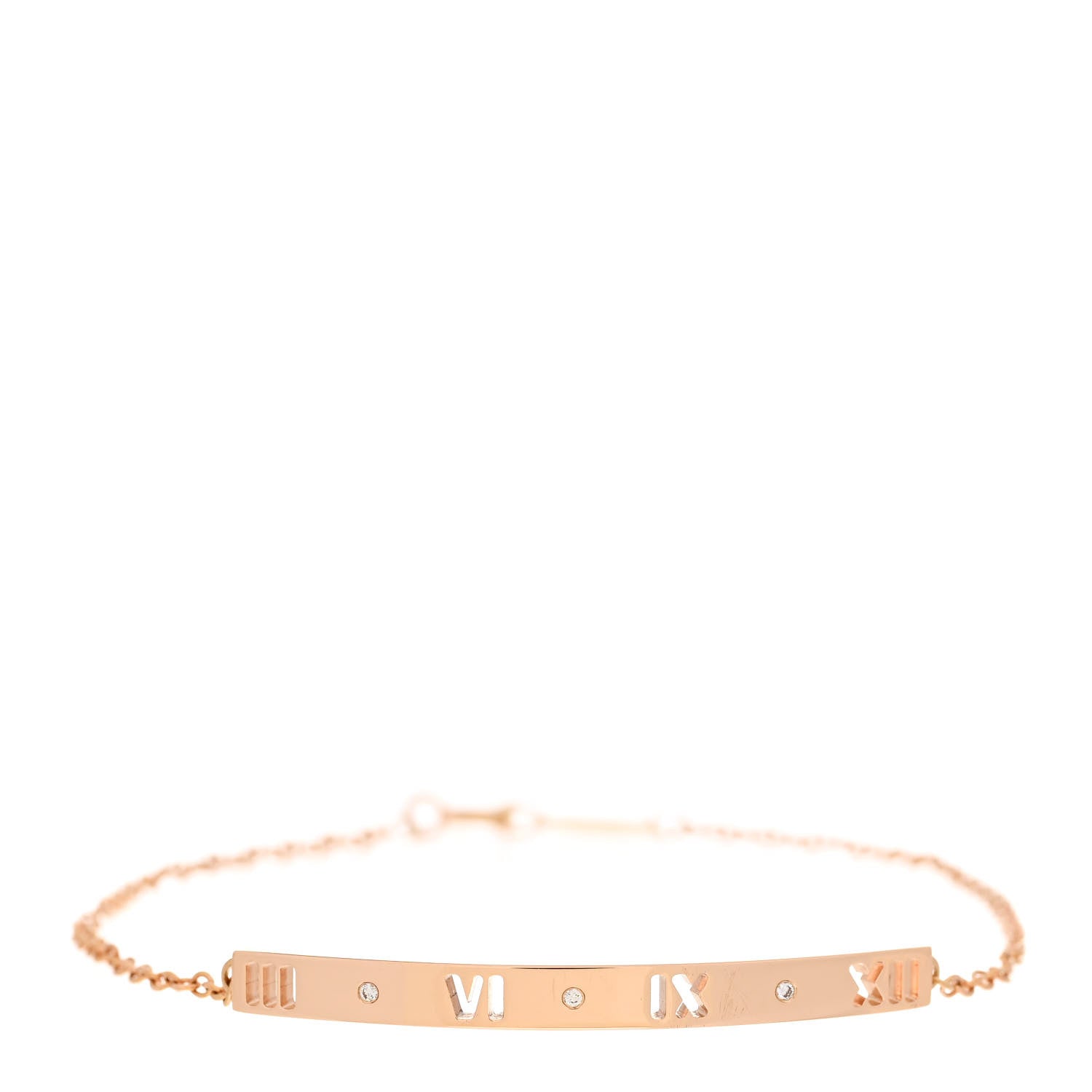 Tiffany 18K Rose Gold Diamond Atlas Bar Pierced Bracelet 1 of 5