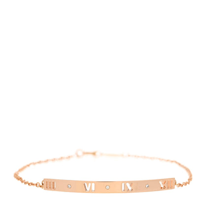 Tiffany 18K Rose Gold Diamond Atlas Bar Pierced Bracelet 1 of 5