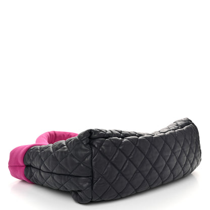 Chanel Lambskin Jersey Quilted Medium Coco Cocoon Reversible Tote Navy Fuchsia 6 of 19